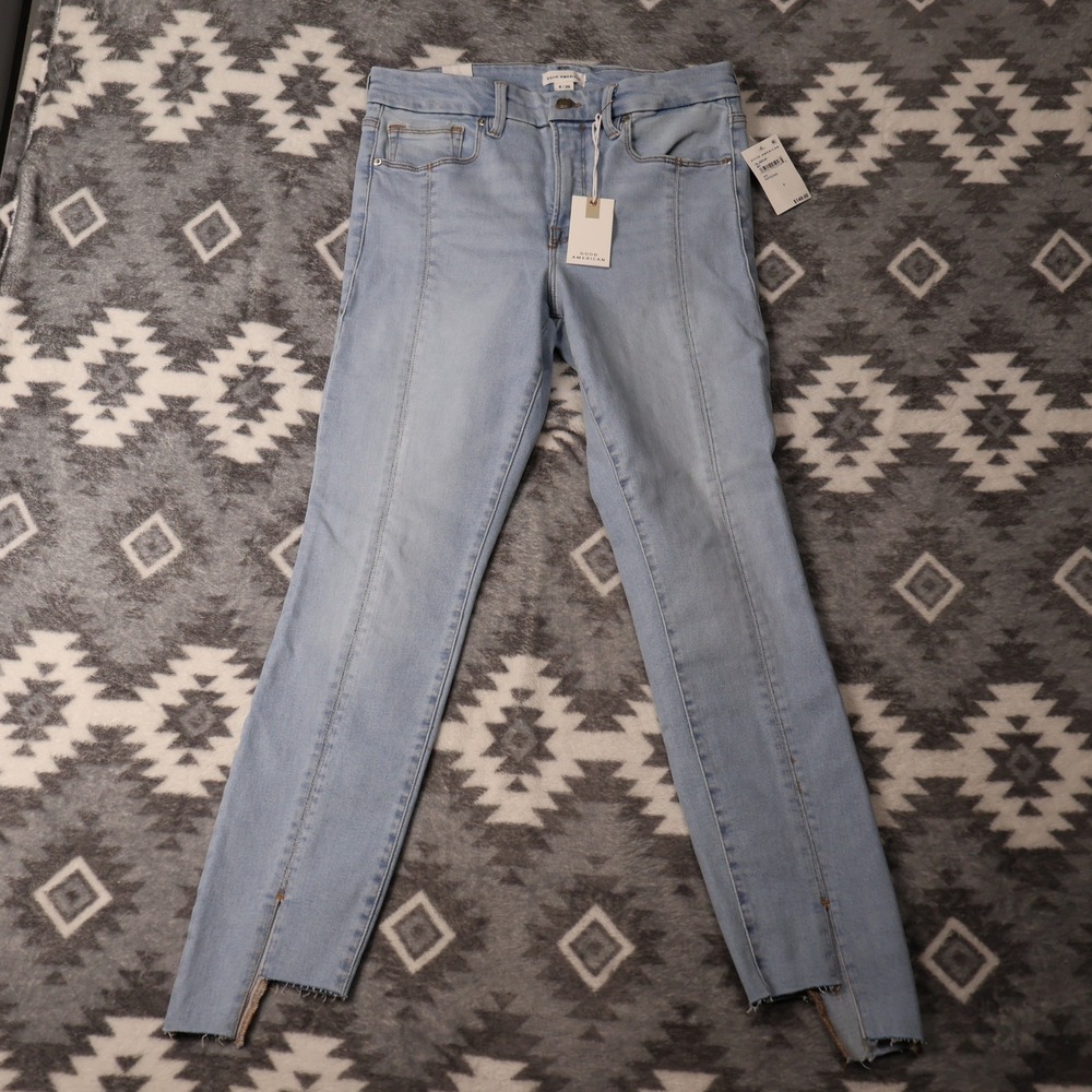 Good American Good Legs Skinny Jeans Indigo485 Light Wash Seam Detail 8/29 29"